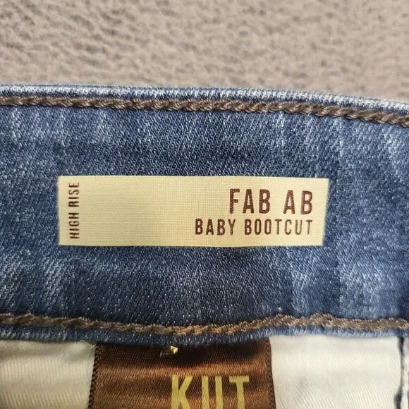 Kut From the Kloth Womens 12 Fab Ab Baby Boot Cut Stretch Jeans Distressed Denim - Picture 4 of 11